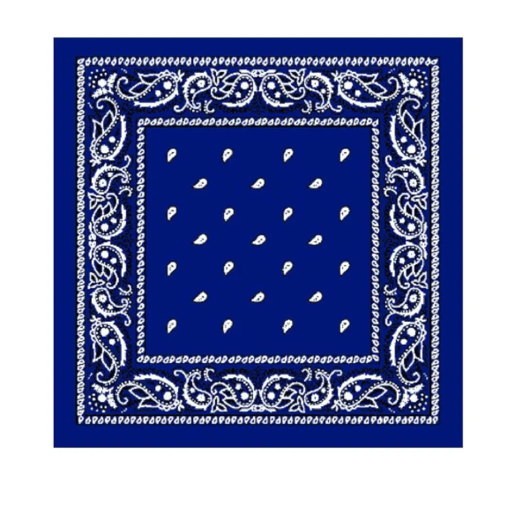100% Western Design Cotton Paisley Bandana, Blue (Colour & Design May Vary)