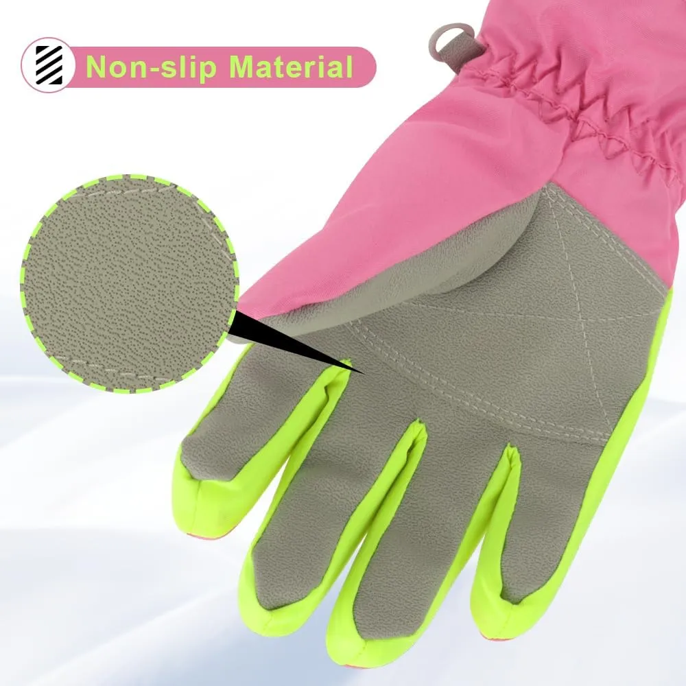 3 Sizes Kids Gloves, Snow & Ski Gloves for Boys & Girls, Winter Waterproof