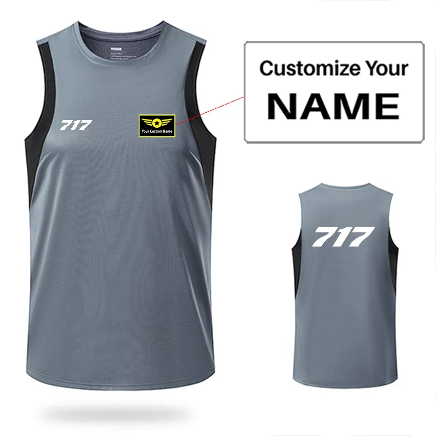 717 Flat Text Designed Sleveless Quick Dry Sports Tank Tops