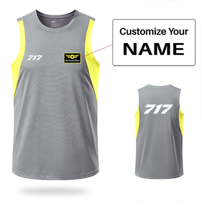 717 Flat Text Designed Sleveless Quick Dry Sports Tank Tops