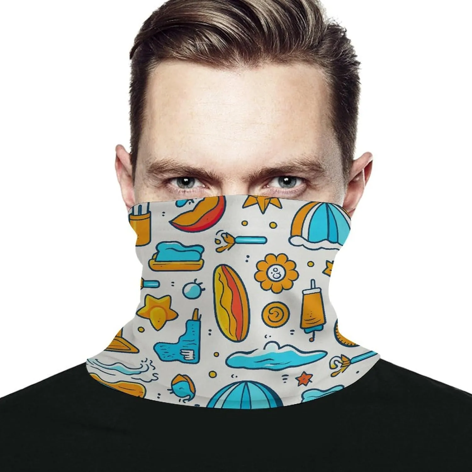 Beach Themed Graphics Face Mask for Cold Weather Neck Gaiter Scarf Windproof Bandana for Men Women Elastic Balaclava Headbands for Motorcycle Cycling Riding Skiing Party