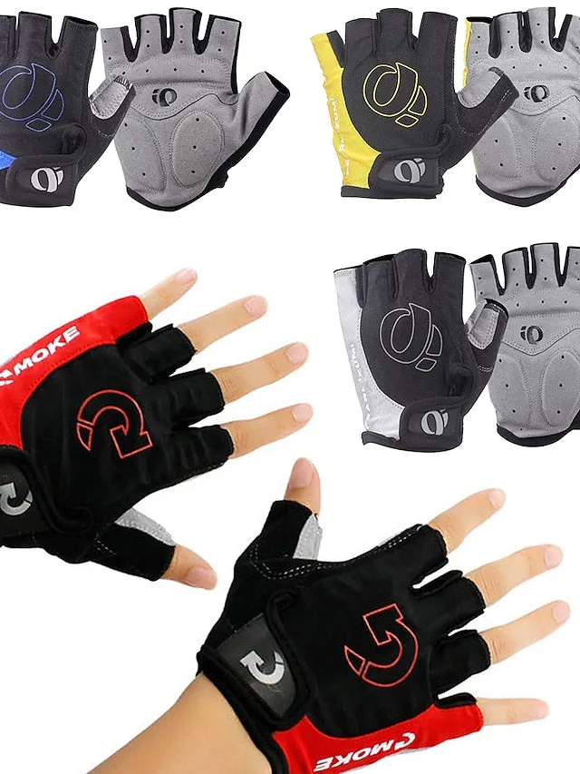 Bike Gloves Cycling Gloves Fingerless Gloves Half Finger Mountain Bike MTB Road Bike Cycling City Bike Cycling Anti-Slip Breathable Protective Sports Gloves Lycra Yellow Red Blue for Adults' Camping