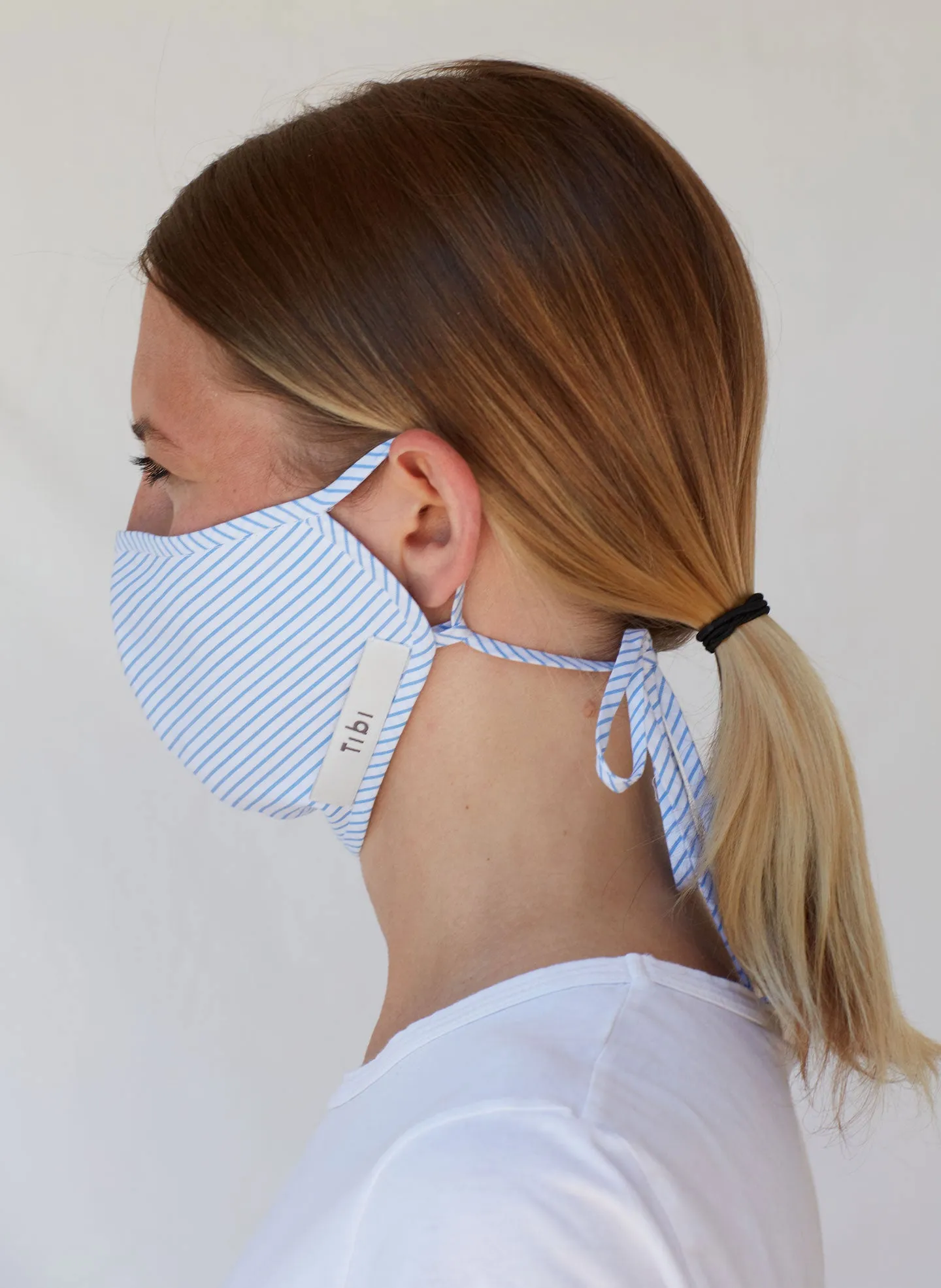 Blue Collage Stripe Tie Mask