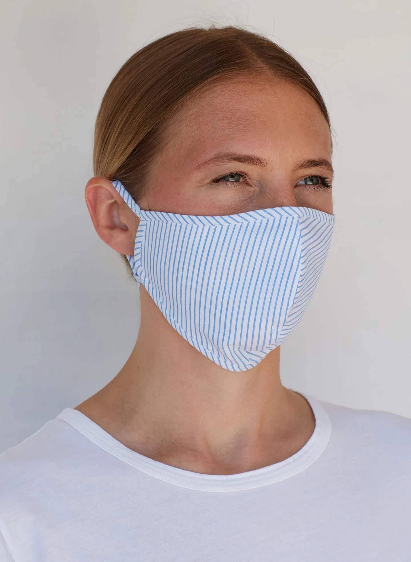 Blue Collage Stripe Tie Mask