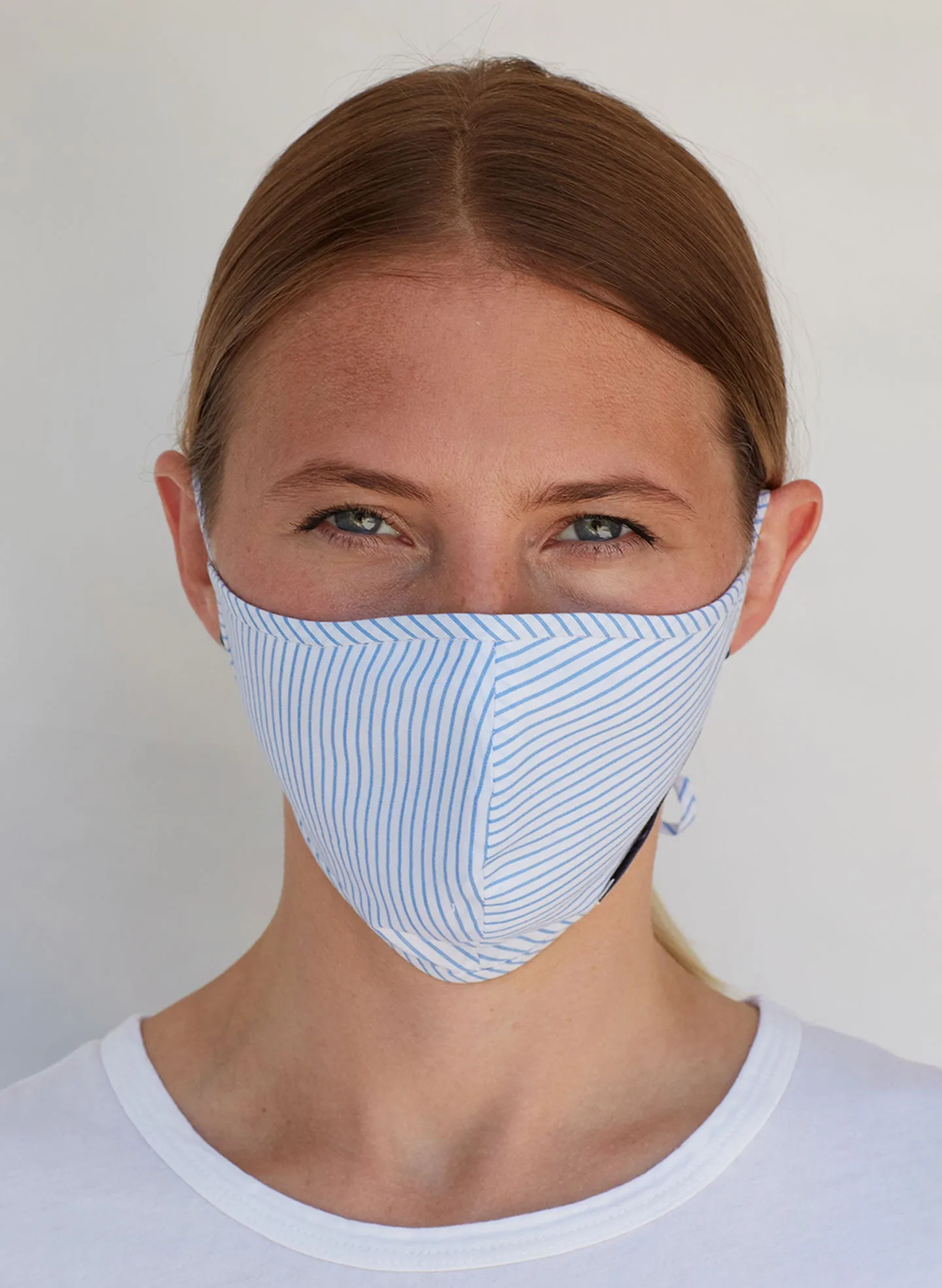 Blue Collage Stripe Tie Mask