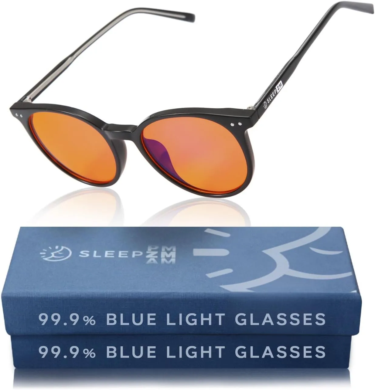 Blue Light Blocking Glasses for Computer, TV, Gaming Improve Sleep by Naturally Producing Melatonin for Women   Men - 99.9% Night-time Amber Lens - Small Face Frame