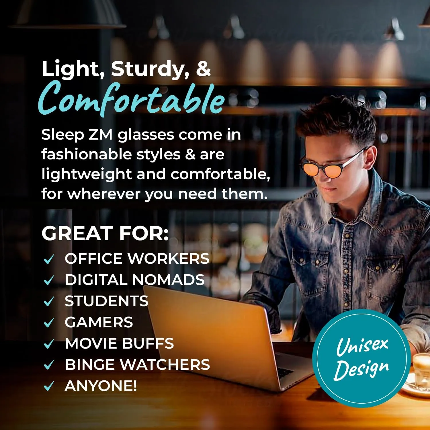 Blue Light Blocking Glasses for Computer, TV, Gaming Improve Sleep by Naturally Producing Melatonin for Women   Men - 99.9% Night-time Amber Lens - Small Face Frame
