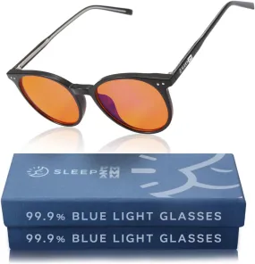 Blue Light Blocking Glasses for Computer, TV, Gaming Improve Sleep by Naturally Producing Melatonin for Women   Men - 99.9% Night-time Amber Lens - Small Face Frame
