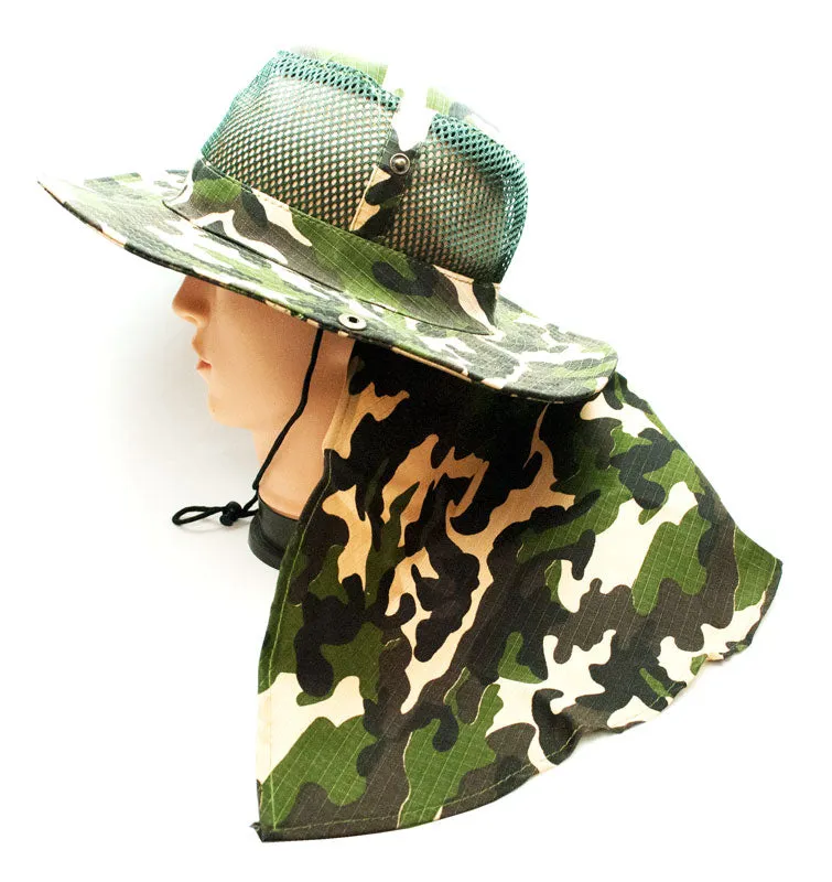 Camouflage Mesh Boonie Hats with Flap Neck Cover