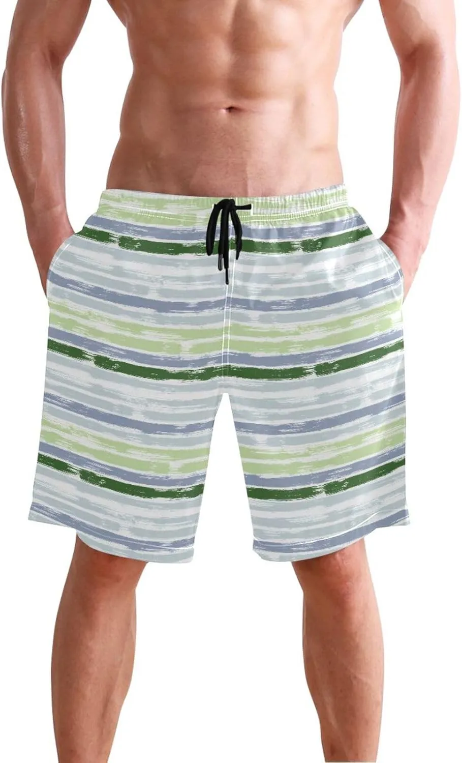 CHIFIGNO Trendy African Masks Black Swimming Shorts Men, Board Shorts for Men Swim, Small Quick Dry Swim Trunks Men