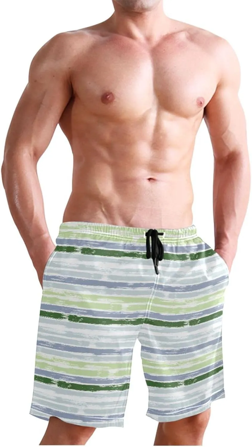 CHIFIGNO Trendy African Masks Black Swimming Shorts Men, Board Shorts for Men Swim, Small Quick Dry Swim Trunks Men