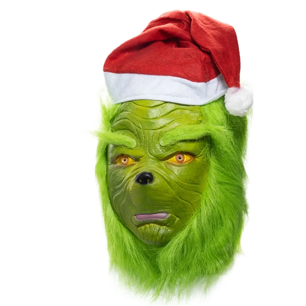 Christmas Masks Geek Stole Christmas Cosplay Mascarillas Latex Face Masques With Hats Halloween Carnival Party Props