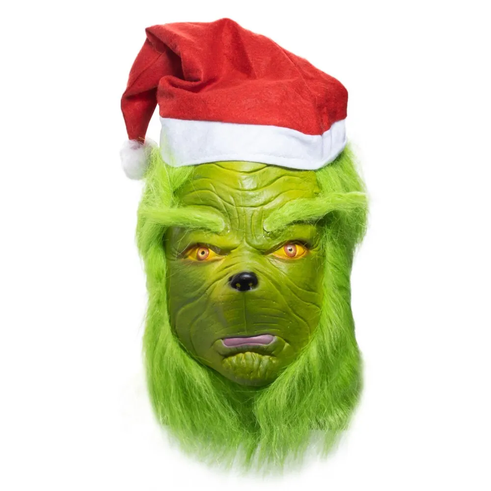 Christmas Masks Geek Stole Christmas Cosplay Mascarillas Latex Face Masques With Hats Halloween Carnival Party Props