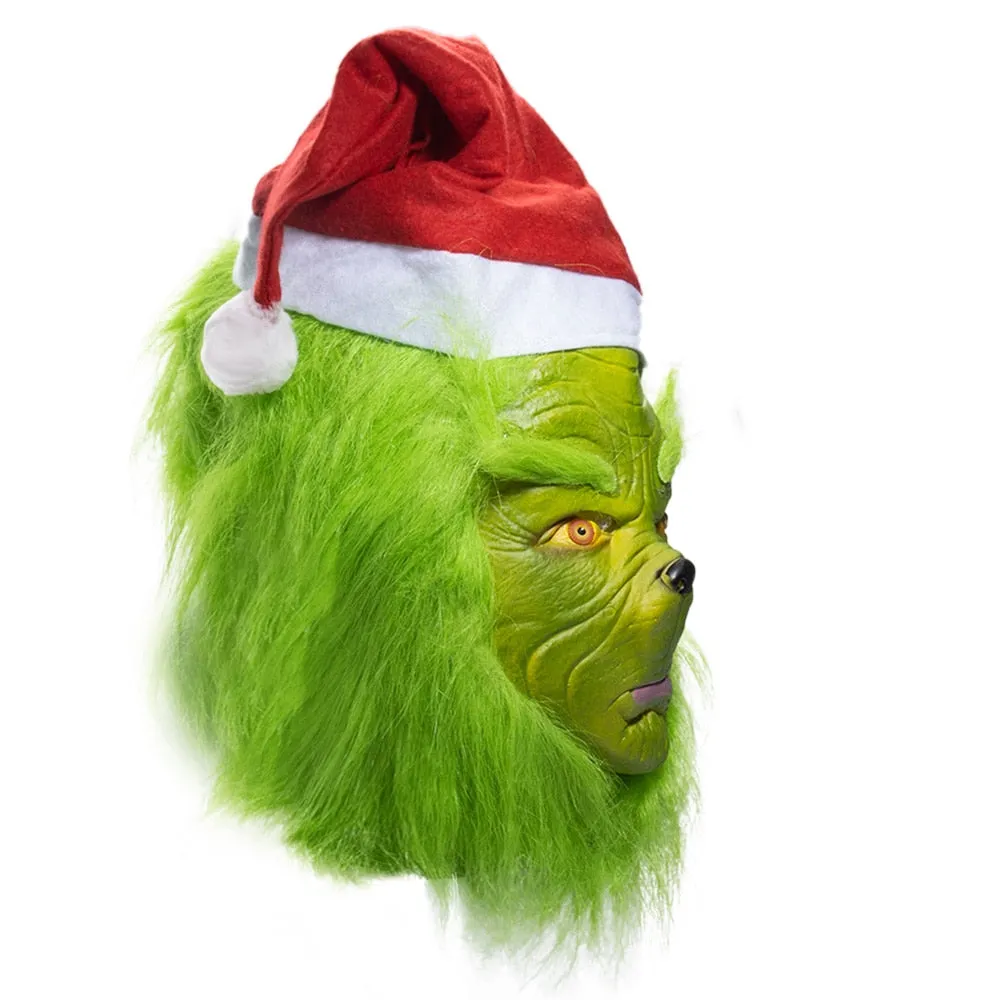 Christmas Masks Geek Stole Christmas Cosplay Mascarillas Latex Face Masques With Hats Halloween Carnival Party Props
