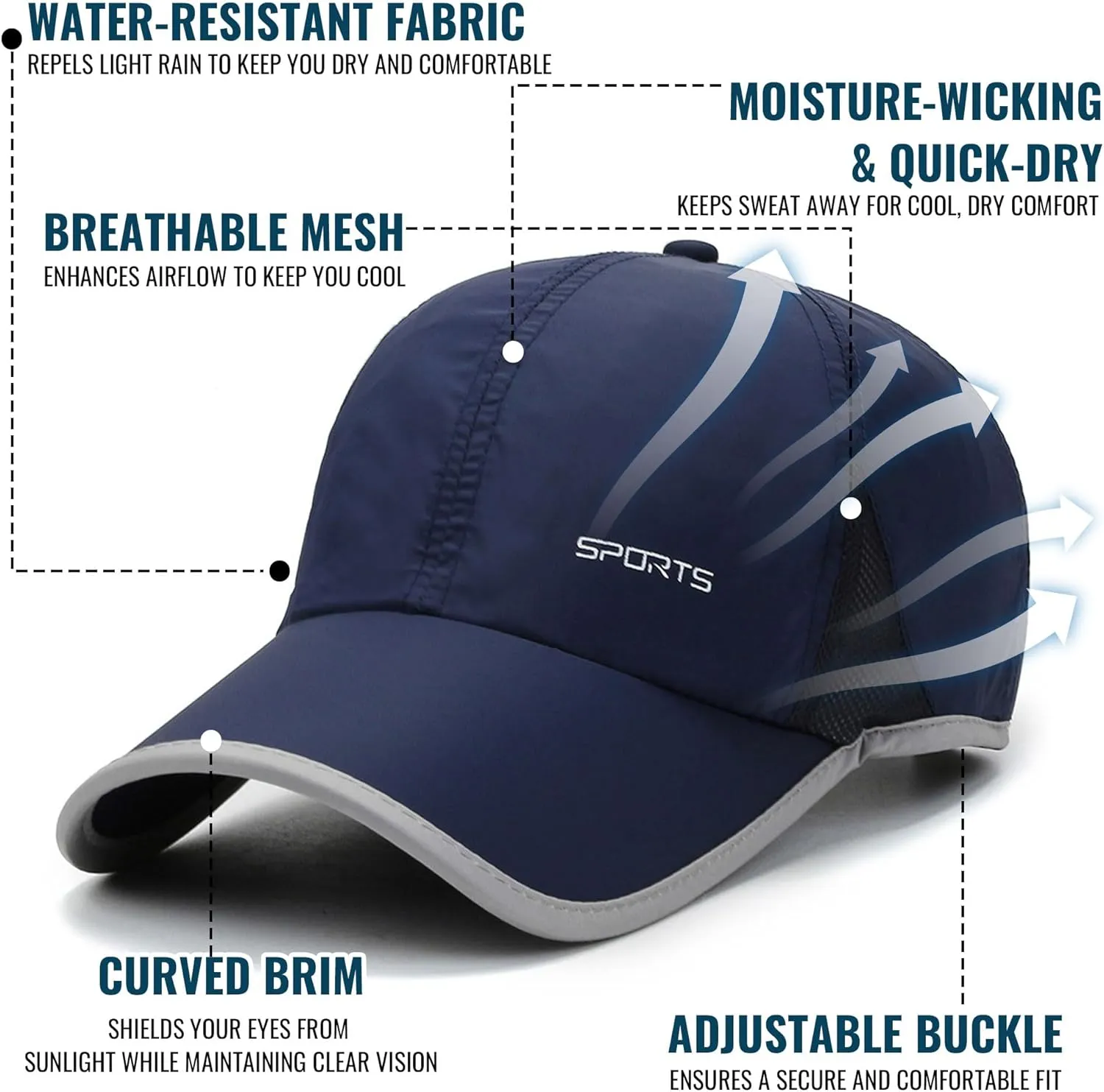CLAPE Mens Hat Quick Dry Golf Baseball Cap UPF50  Unstructured Outdoor Caps Unisex Breathable Sports Cap Adjustable Sun Hat