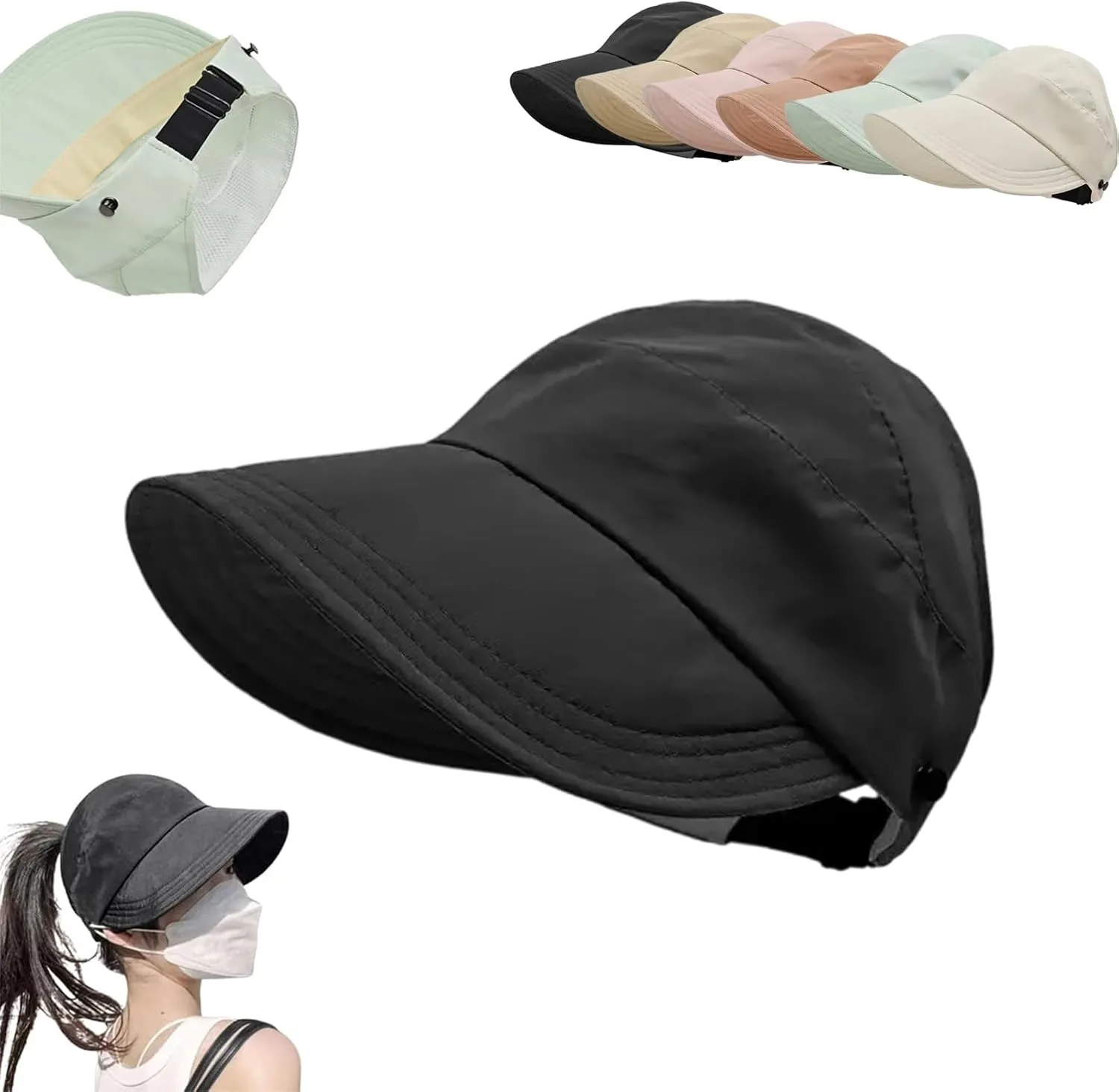 Classupery Outdoor UV Protection Hollow Top Sun Hat, Adjustable Wide Brim Breathable Empty Top Summer Sun Hat