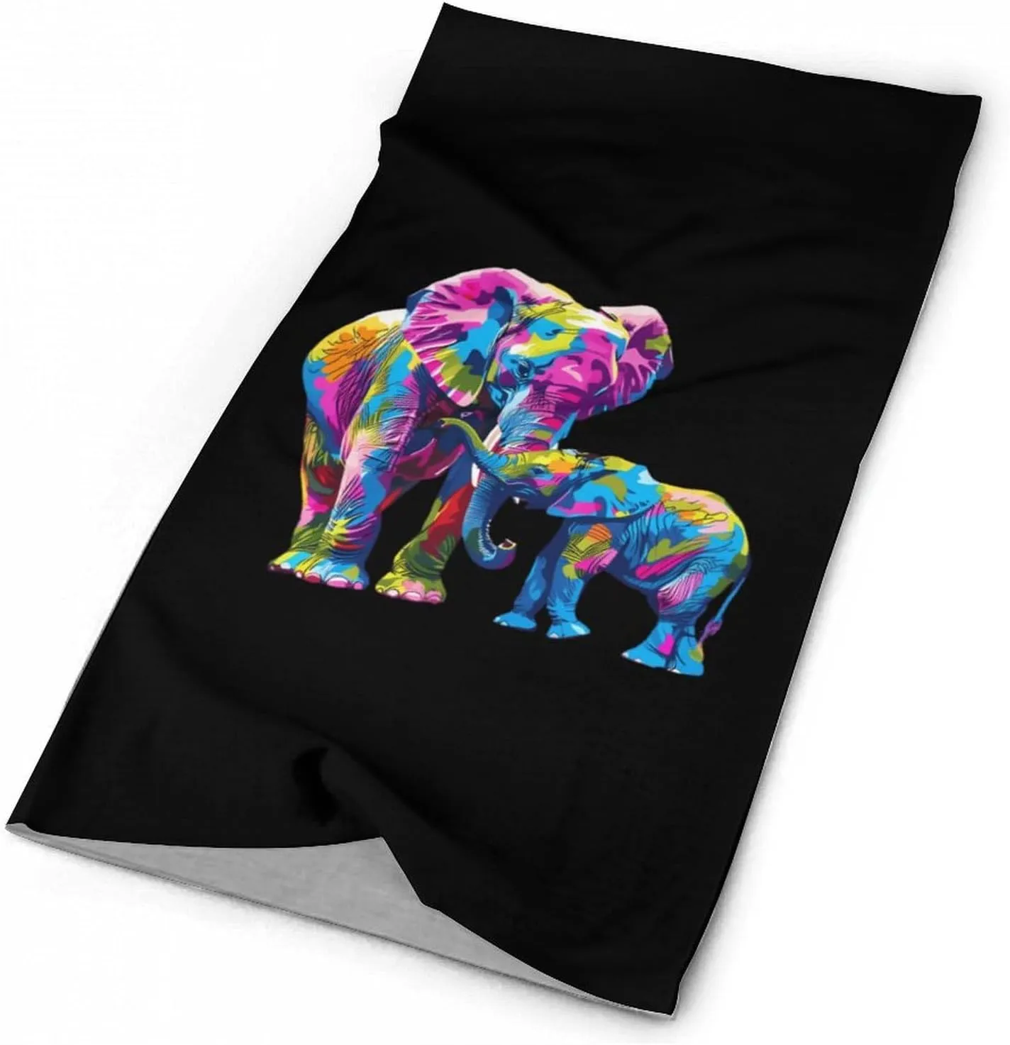 Colorful Elephant Art Bandanas for Men Turban Seamless Neck Gaiter Windproof Face Mask Cover Cold Weather Scarf