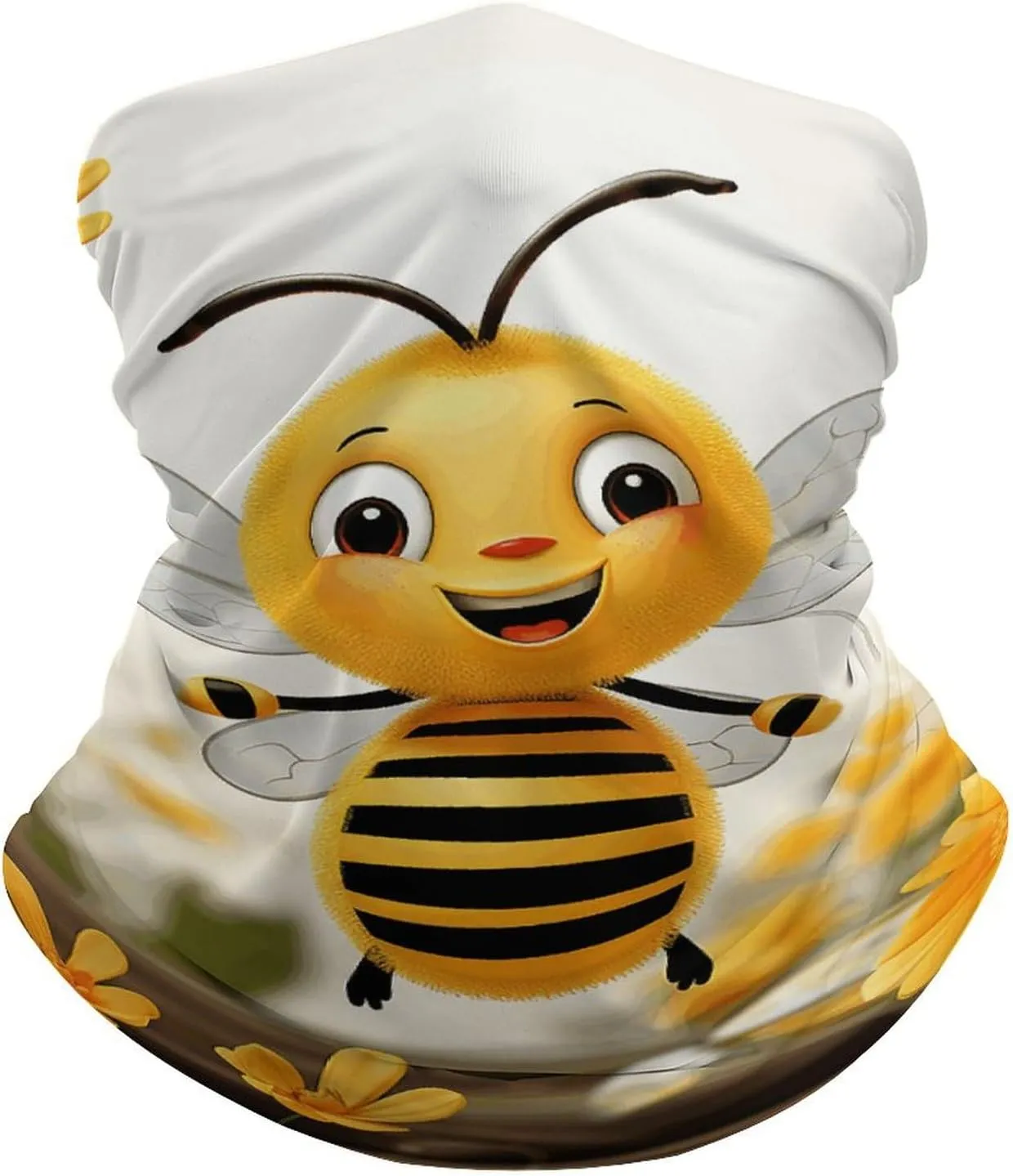 Cute Bees Daisy Flower Neck Gaiter UV Sun Protection Balaclava Breathable Ski Face Mask for Men Women Versatile Cover Scarf Bandana Head Wrap