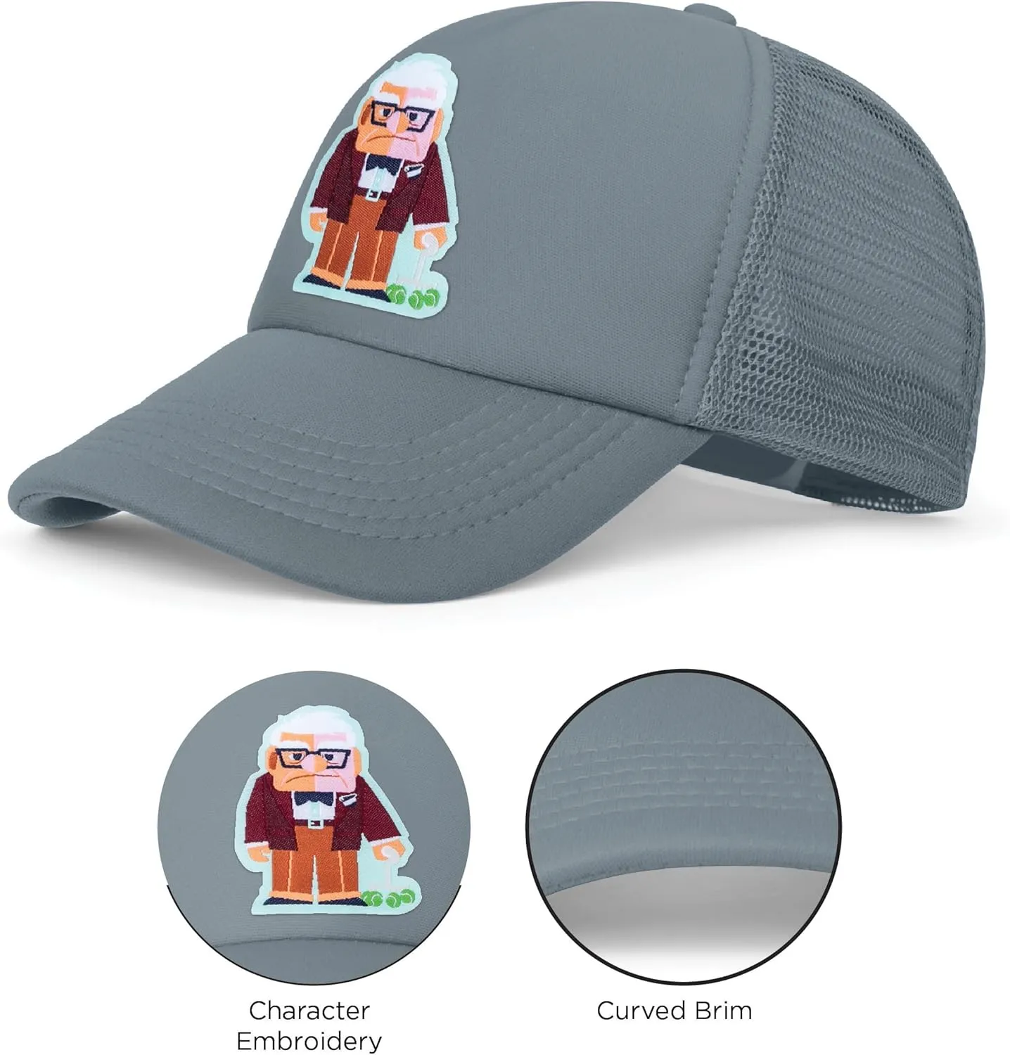 Disney Adult Trucker Hat, UP, Carl Fredricksen Mesh Snapback Baseball Cap