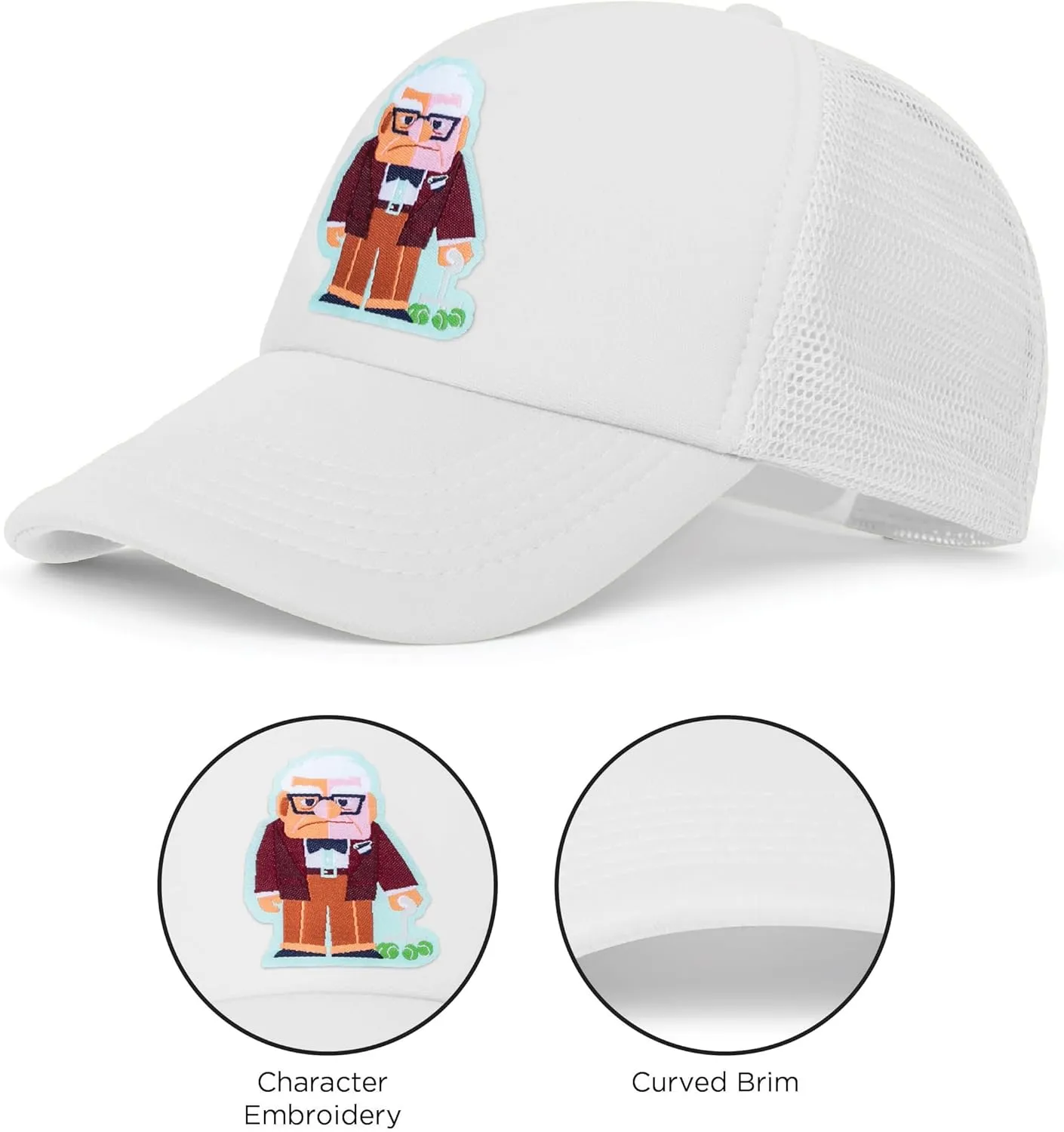 Disney Adult Trucker Hat, UP, Carl Fredricksen Mesh Snapback Baseball Cap