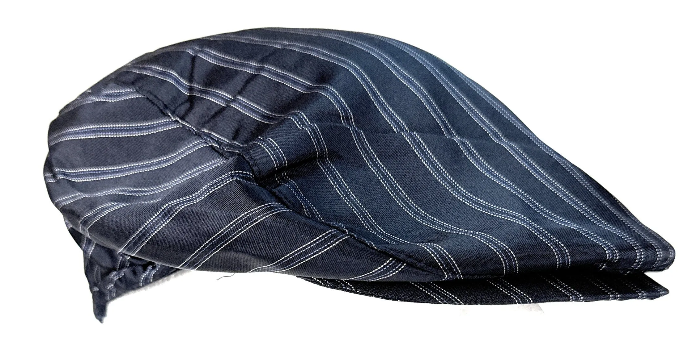 Dolce & Gabbana Blue Striped Pure Silk Newsboy Cap