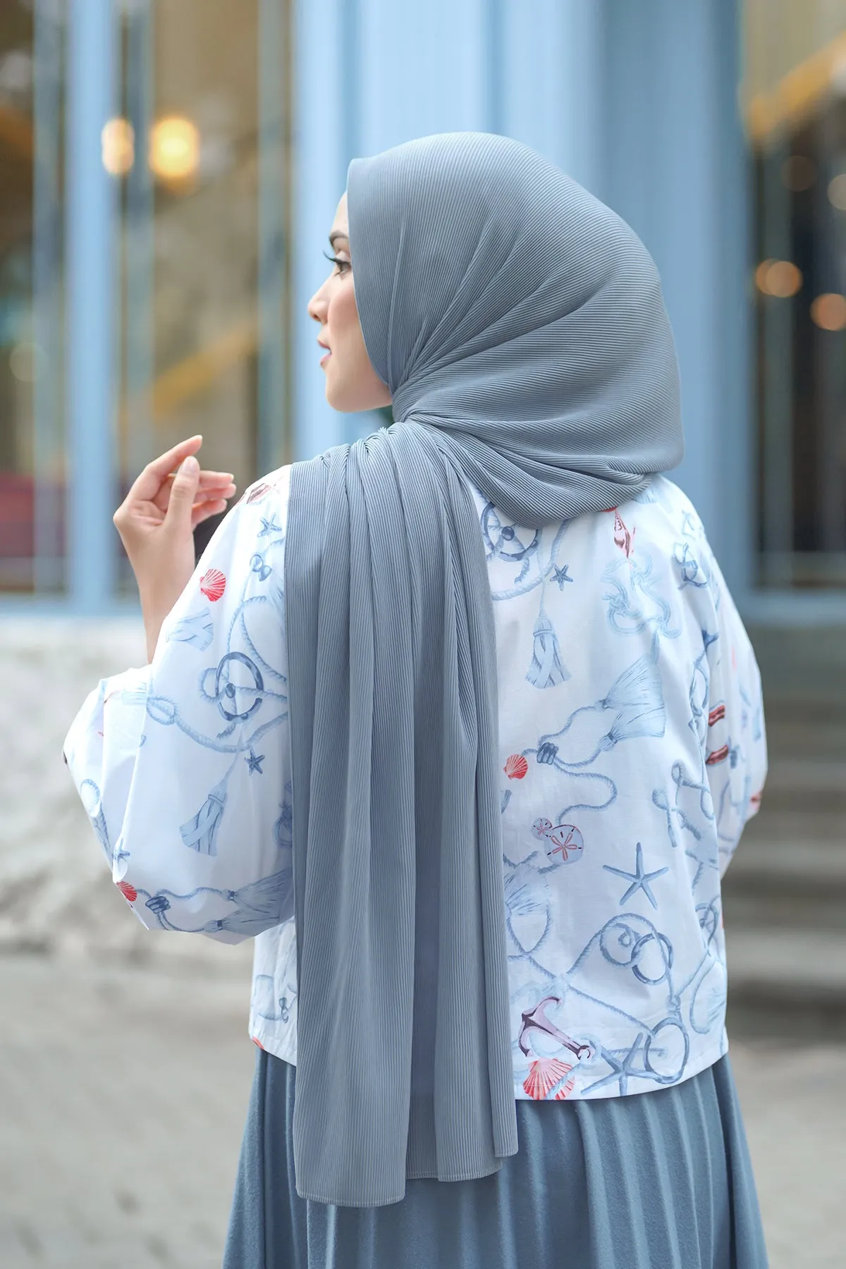 Everyday Pleated Shawl - Ashley Blue