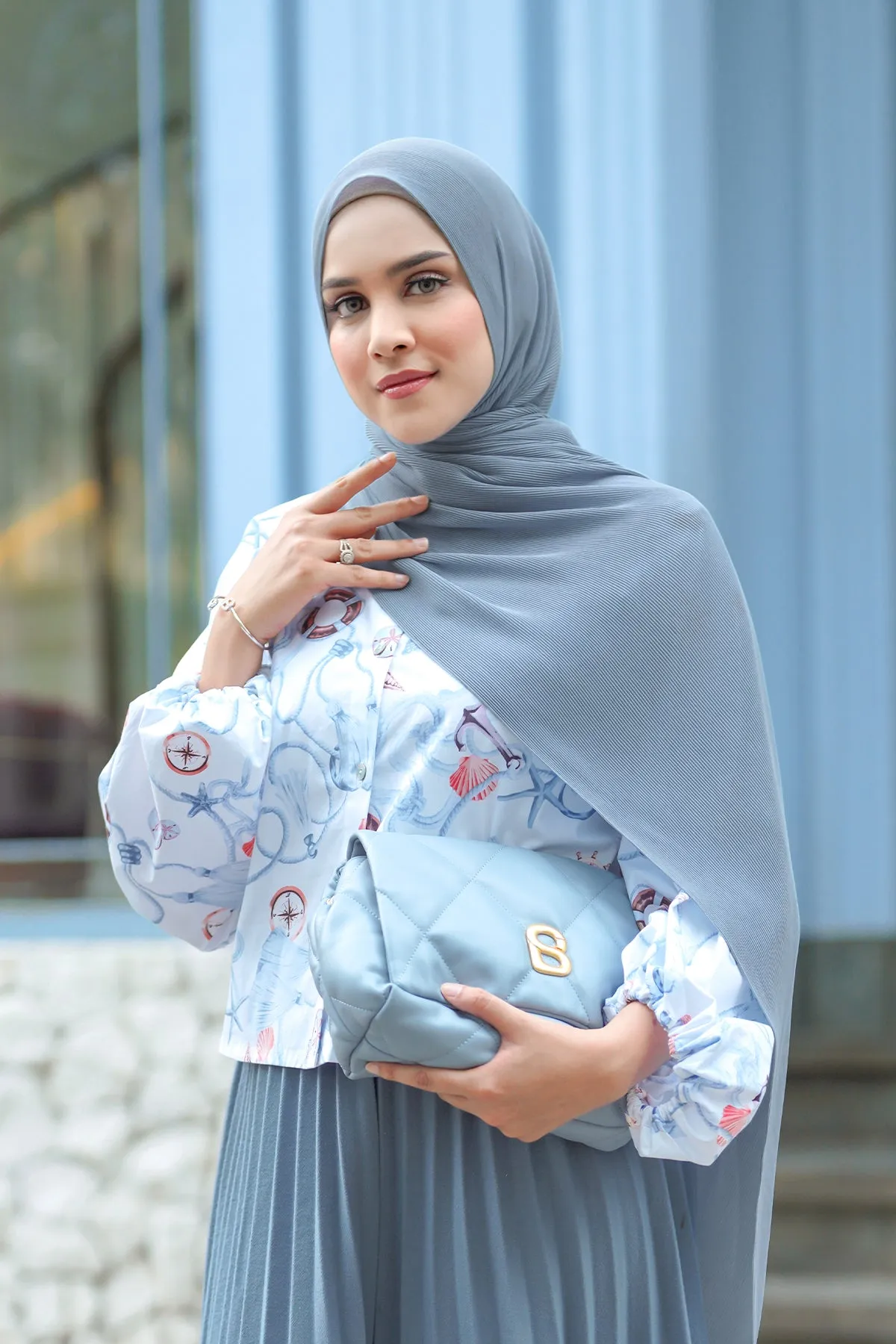 Everyday Pleated Shawl - Ashley Blue