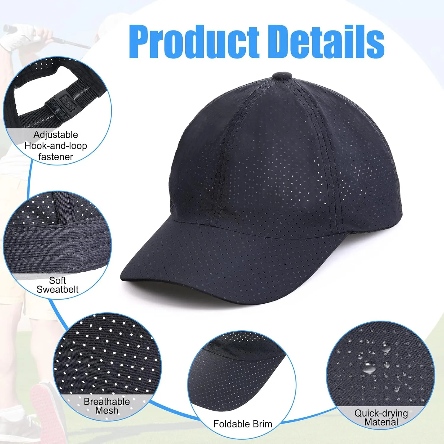 Geyoga Quick Dry Baseball Cap Adjustable Mesh Cap Workout Tennis Hat for Men Women Adults Outdoor Sports