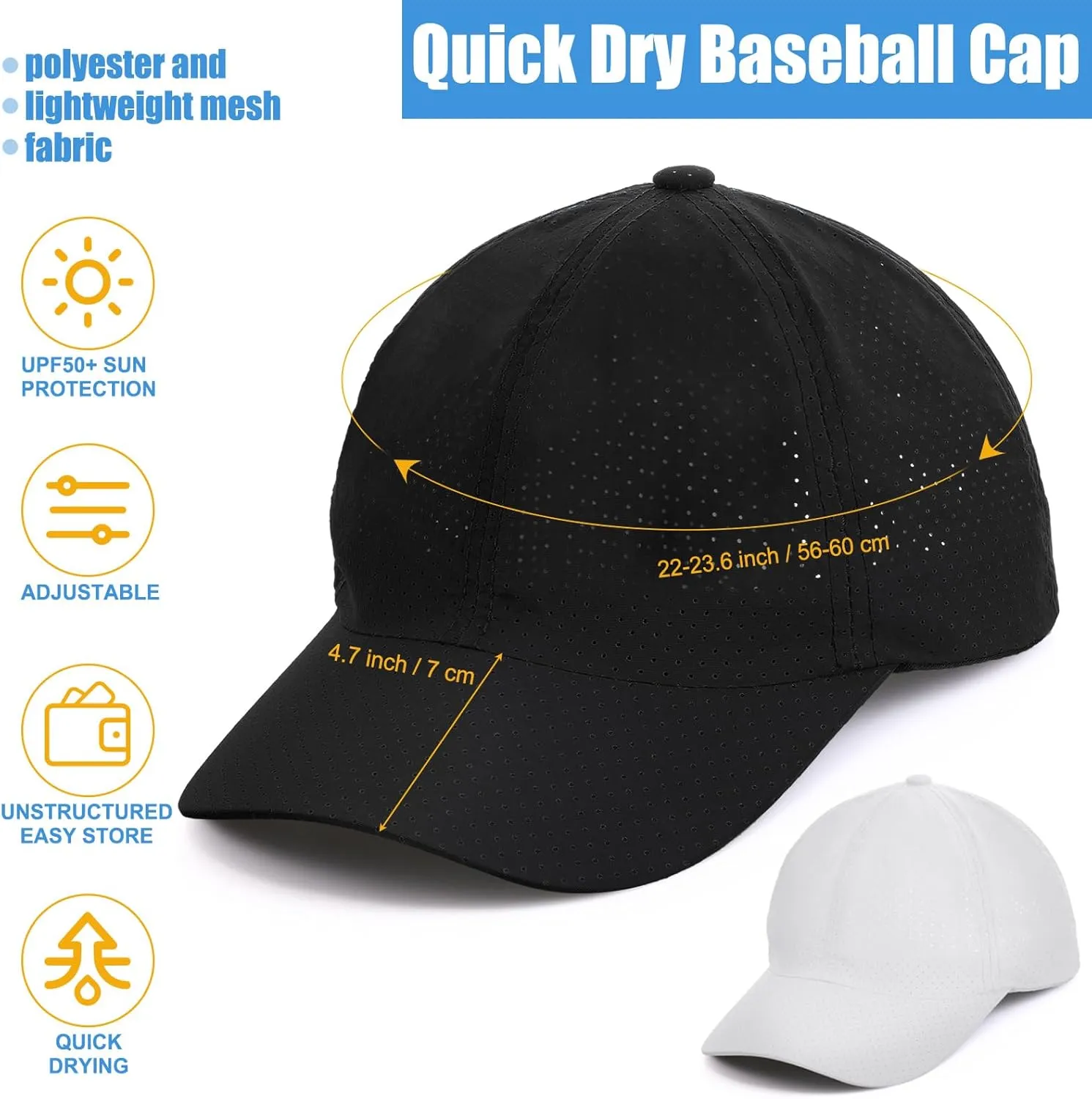Geyoga Quick Dry Baseball Cap Adjustable Mesh Cap Workout Tennis Hat for Men Women Adults Outdoor Sports