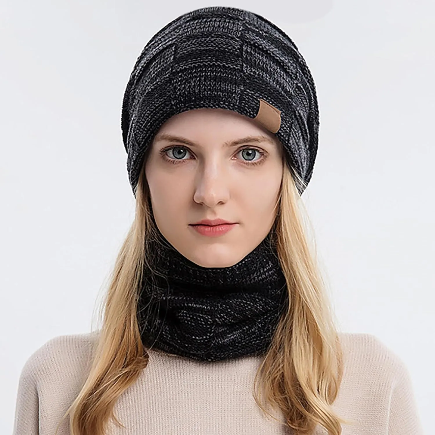 Hat Gloves Set Scarf Two Piece Winter Warm Neck Woolen Hat Suit Scarf Hat Set Women
