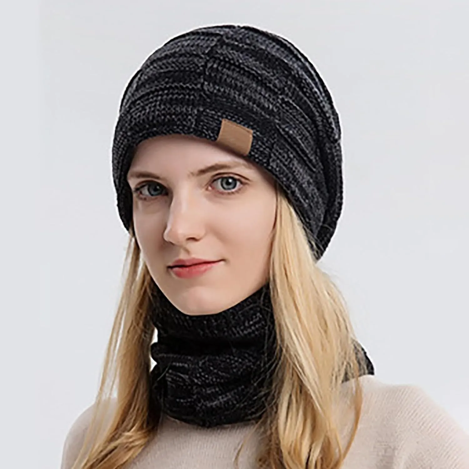 Hat Gloves Set Scarf Two Piece Winter Warm Neck Woolen Hat Suit Scarf Hat Set Women