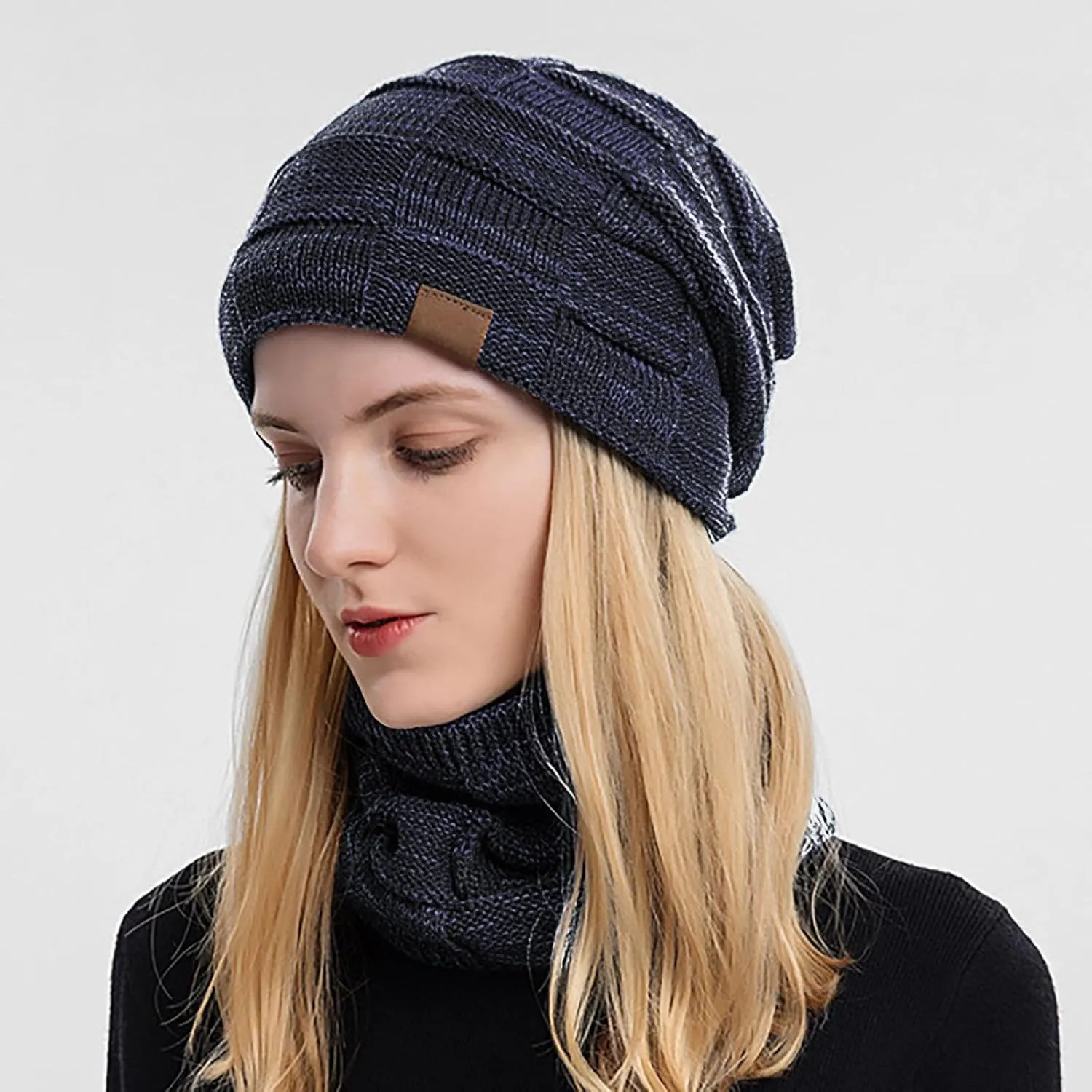 Hat Gloves Set Scarf Two Piece Winter Warm Neck Woolen Hat Suit Scarf Hat Set Women