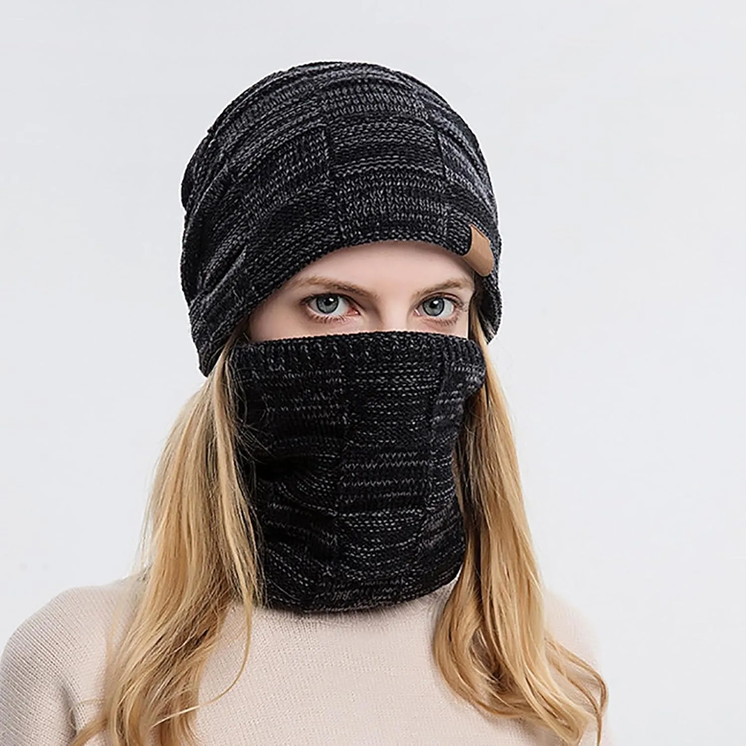 Hat Gloves Set Scarf Two Piece Winter Warm Neck Woolen Hat Suit Scarf Hat Set Women