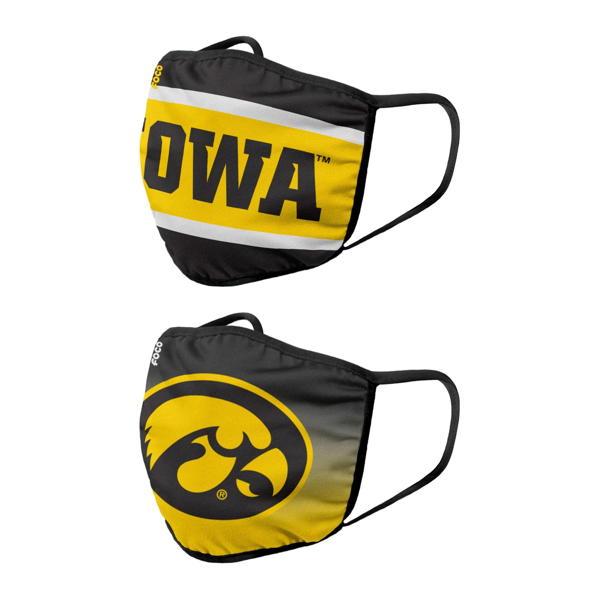 Iowa Hawkeyes NCAA Printed 2 Pack Face Cover