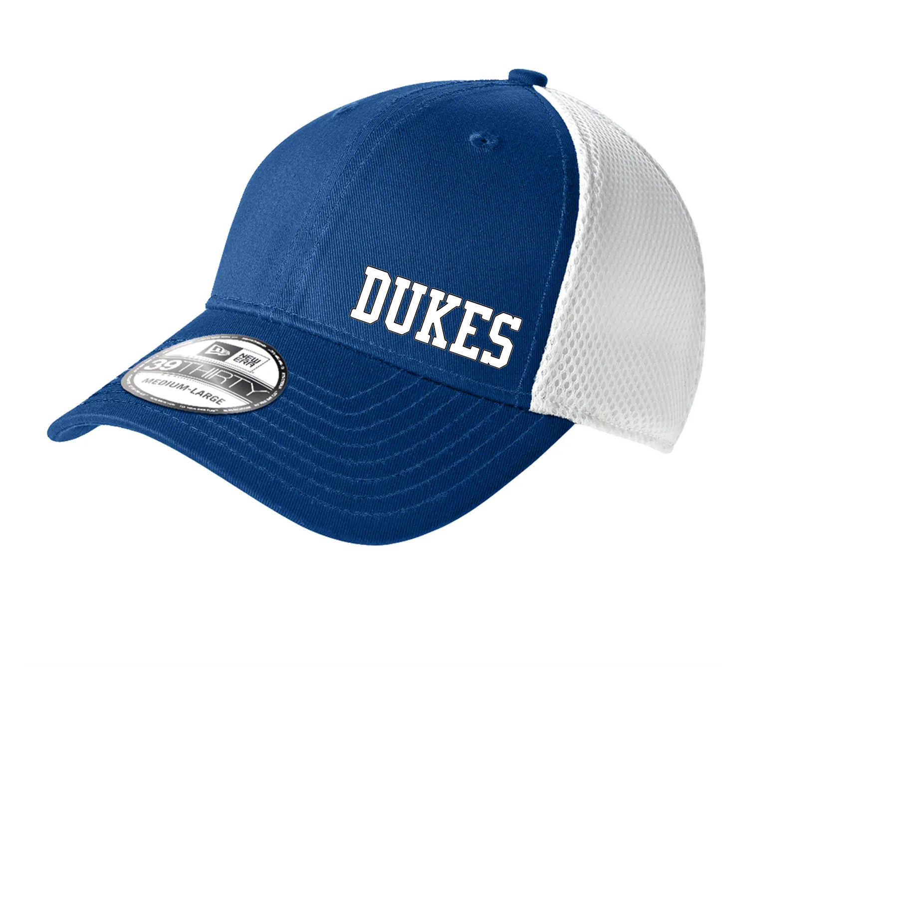 LADY DUKES MENS MESH FITTED HAT EMBROIDERED ROYAL/WHITE