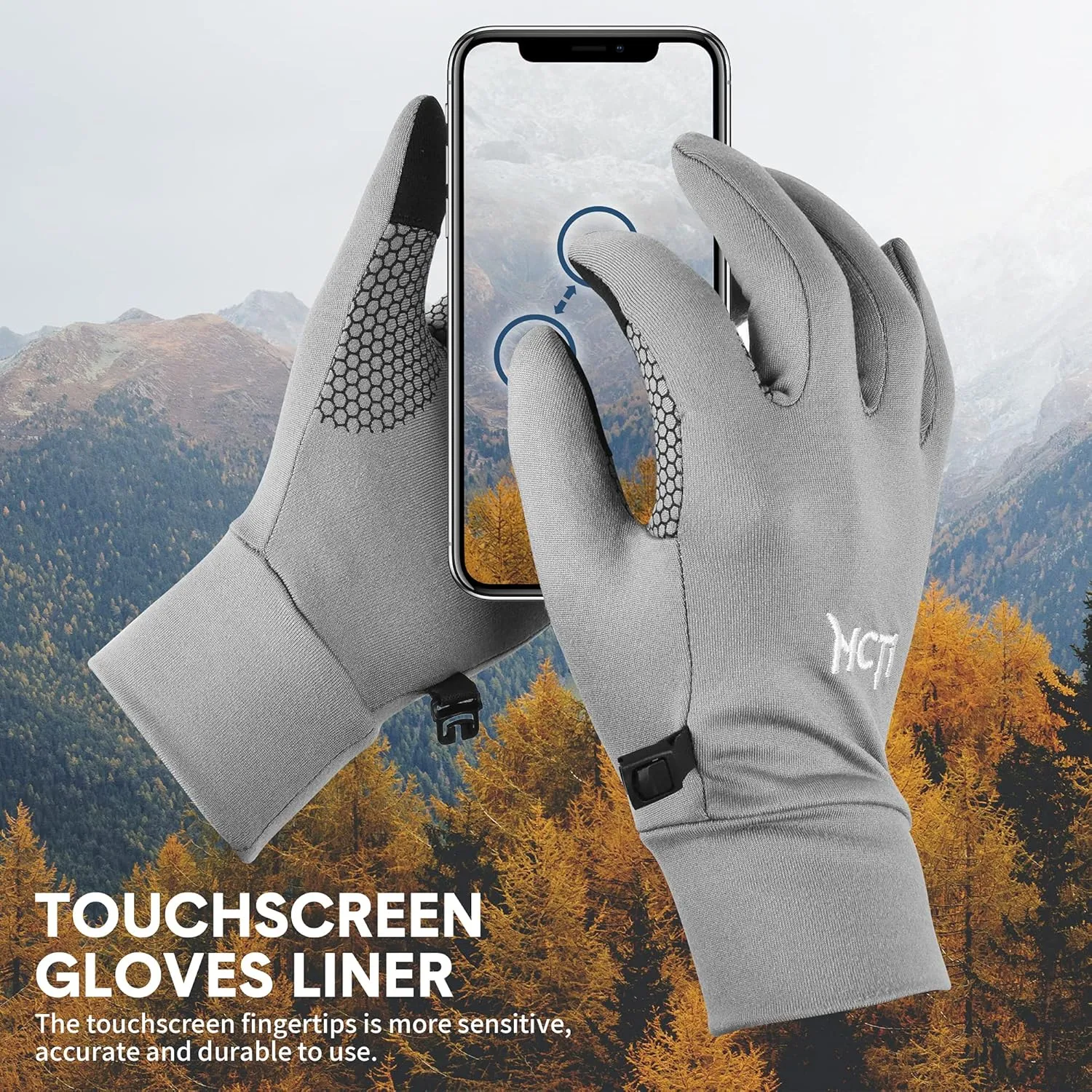 MCTi Glove Liner Touch Screen Lightweight for Winter Running Texting