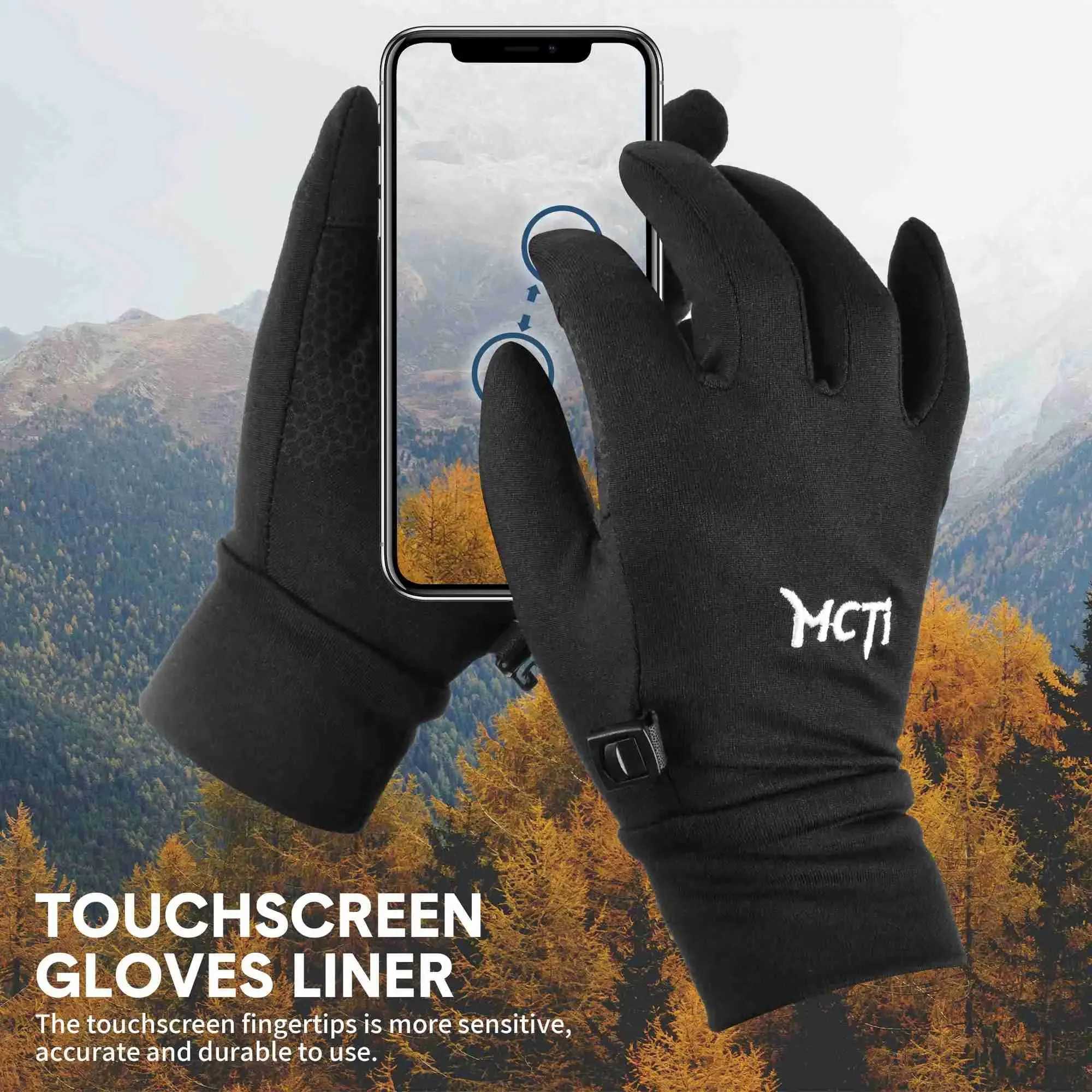 MCTi Touch Screen Glove Liner - Lightweight for Winter Running and Texting
