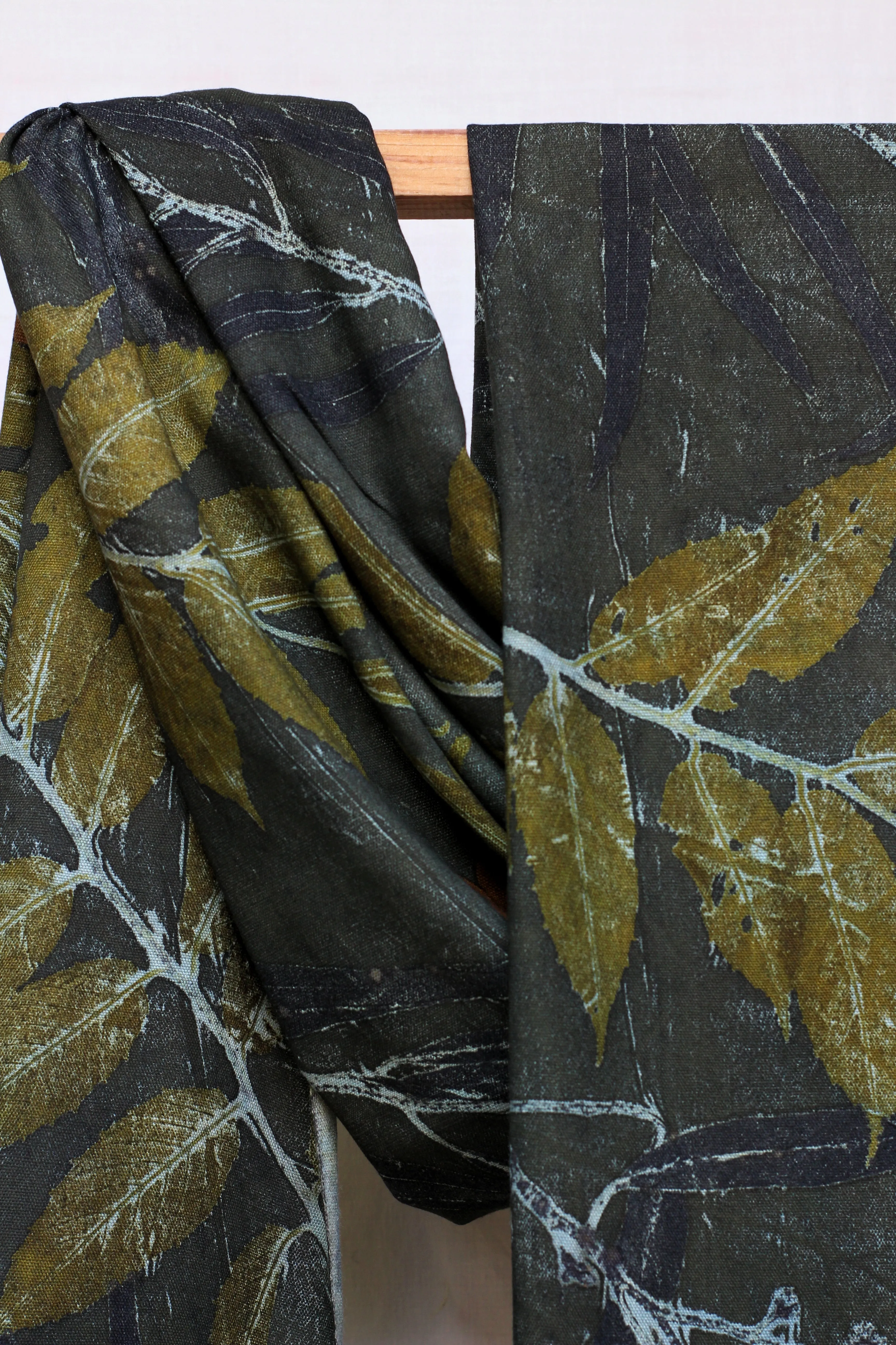 Medium Blue Botanical Print Scarf | Indigenous Cotton | Handwoven & Naturally Dyed - 0013A-SY-HT