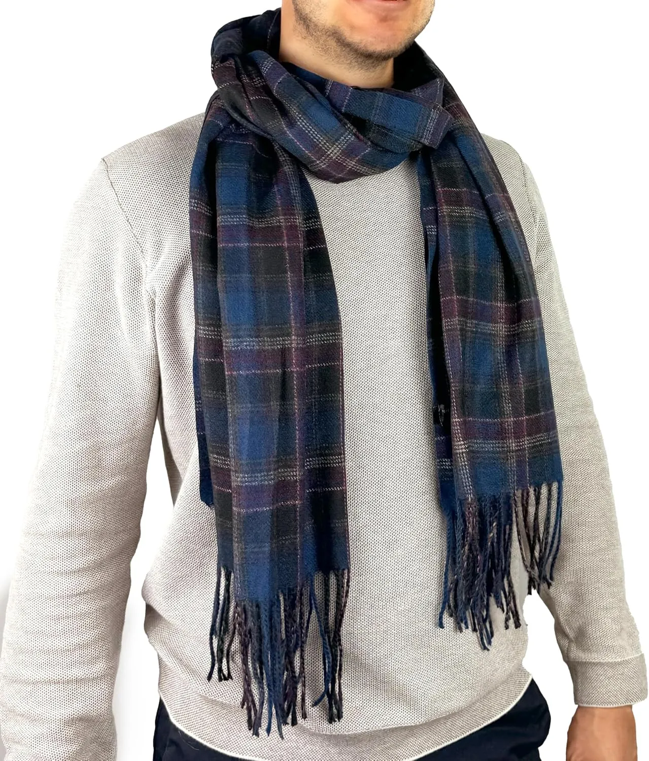 MELIFLUOS DESIGNED IN SPAIN Scarf for Men Reversible Elegant Cashmere Feel Men's Scarves for Spring Fall Winter