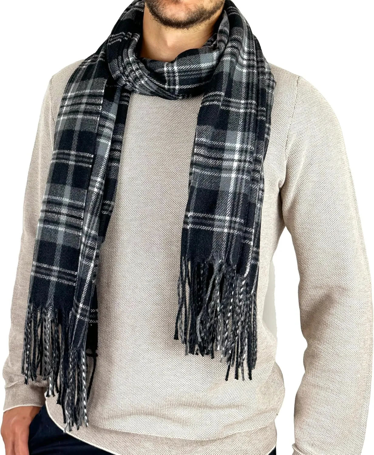 MELIFLUOS DESIGNED IN SPAIN Scarf for Men Reversible Elegant Cashmere Feel Men's Scarves for Spring Fall Winter