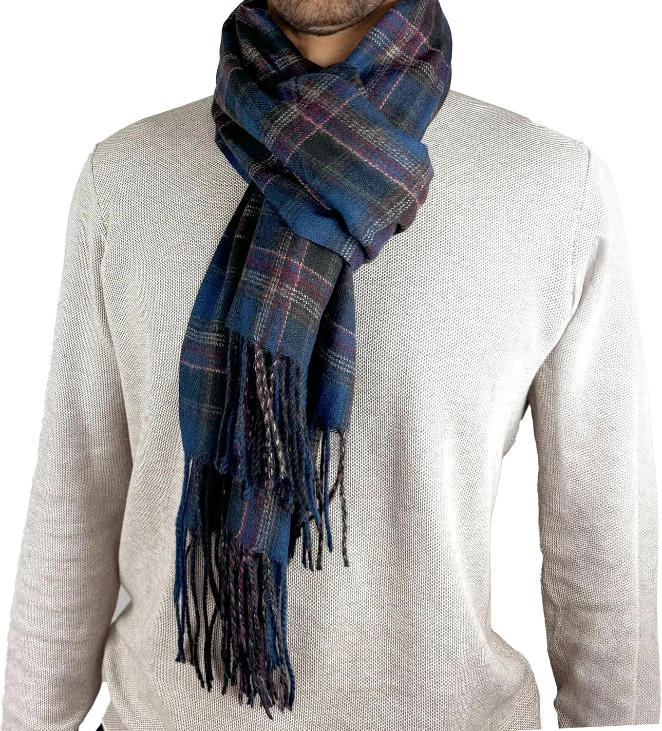 MELIFLUOS DESIGNED IN SPAIN Scarf for Men Reversible Elegant Cashmere Feel Men's Scarves for Spring Fall Winter