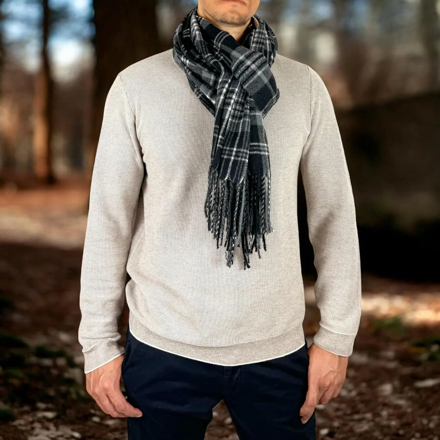 MELIFLUOS DESIGNED IN SPAIN Scarf for Men Reversible Elegant Cashmere Feel Men's Scarves for Spring Fall Winter