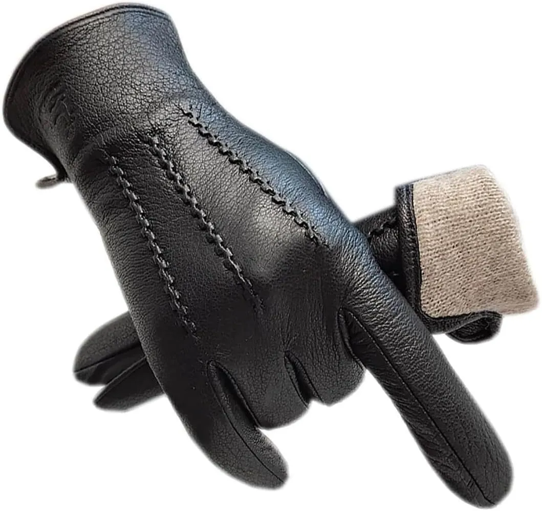 Men's Gloves Wrist Gloves Wool Lining Machine Sewing Warm Driving Riding Col