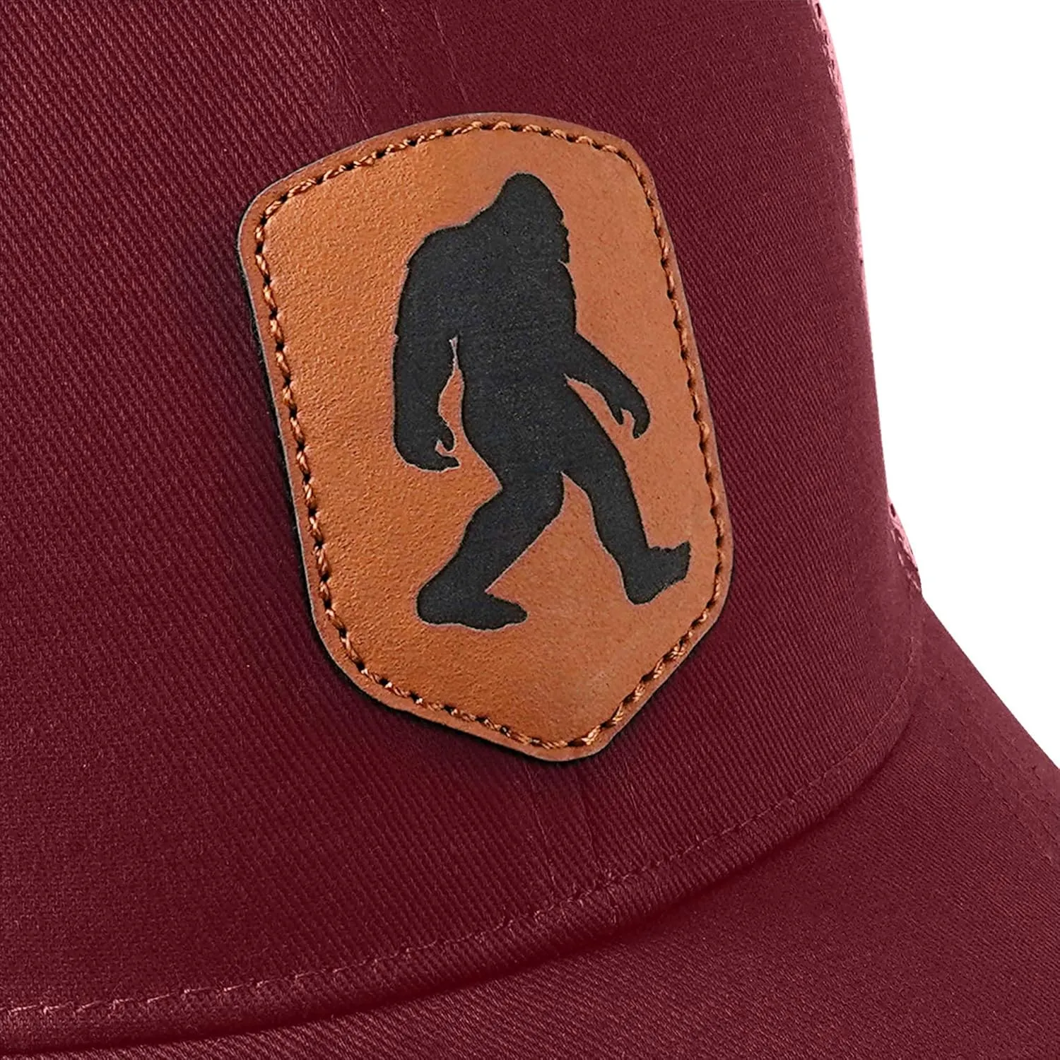 Mesh Bigfoot Hat Leather Cap for Men- Great Snapback Closure Sasquatch Hat for Hunting & Hiking