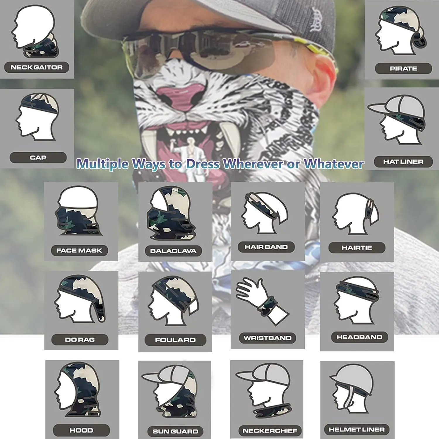 Neck Gaiter Face Cover Gator Mask Bandana Scarf Neck Warmer Balaclava Headband Headwear Head Wrap for Outdoors
