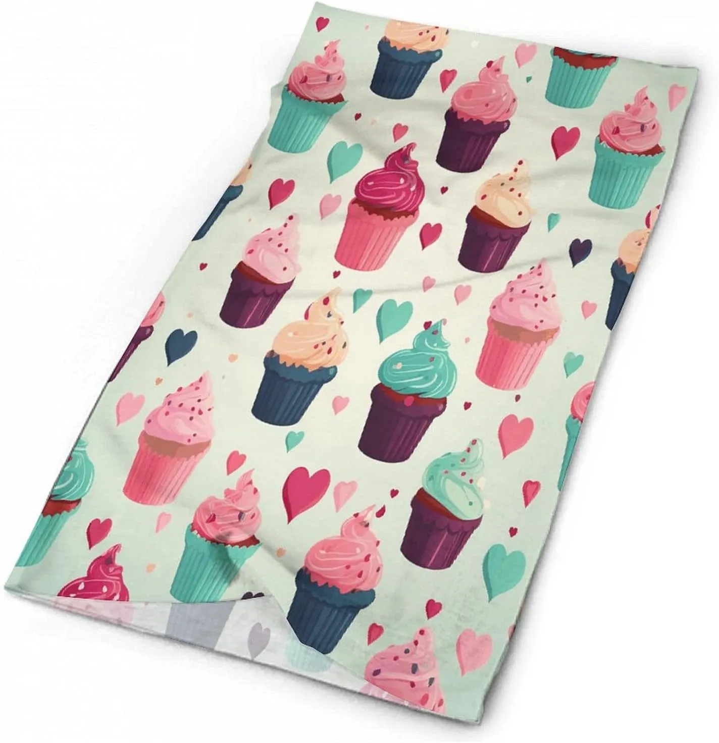 Neck Gaiter Face Cover Scarf Windproof Face Cover Cupcake Candy Hearts Sweetprinted Sun Cooling Scarf for Skiing Fishing Hiking Cycling