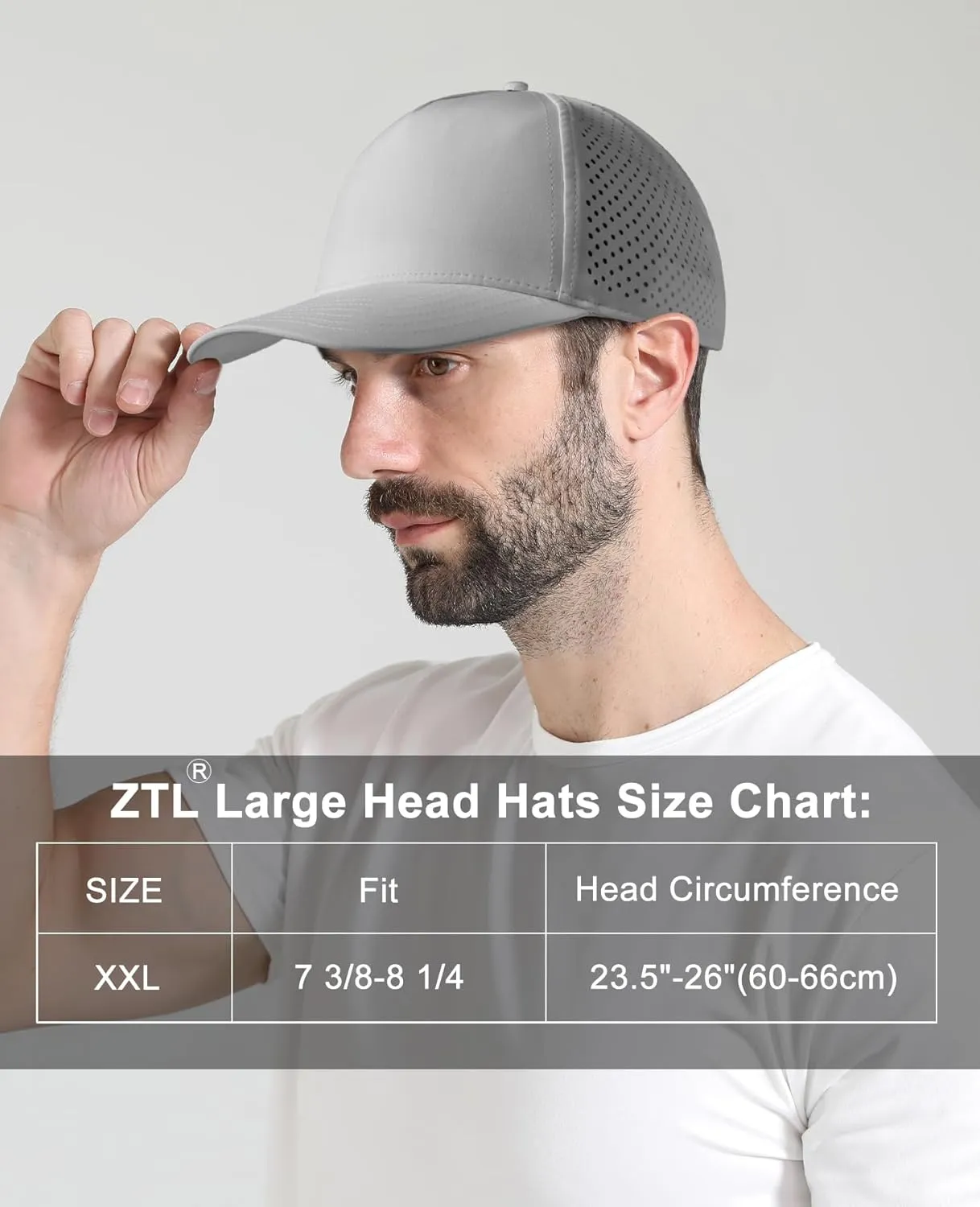 Oversize XL XXL Men Quick Dry Baseball Cap Water-Resistant Performance Laser Cut Mesh Snapback Hat for Big Heads 23.5"-26"