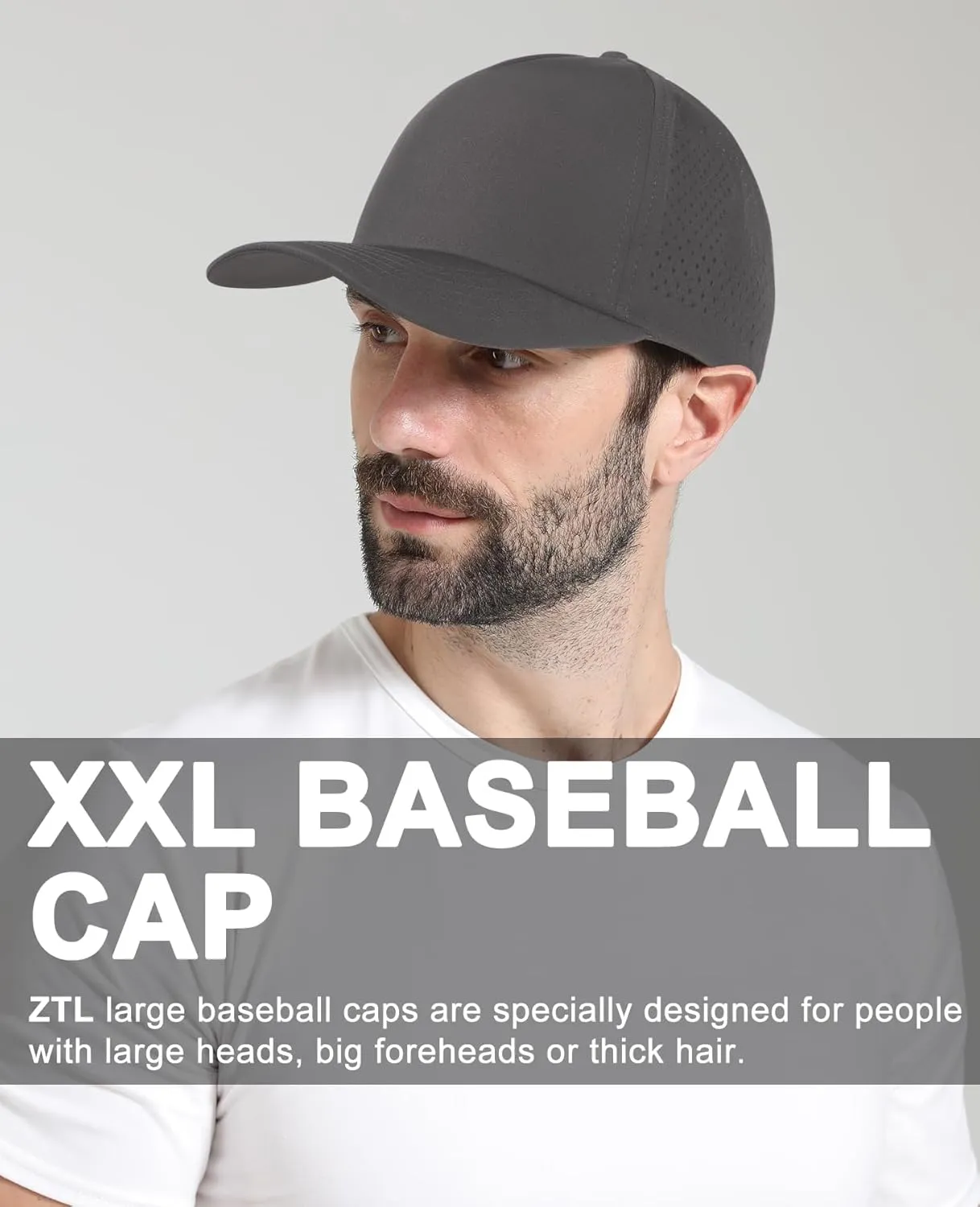Oversize XL XXL Men Quick Dry Baseball Cap Water-Resistant Performance Laser Cut Mesh Snapback Hat for Big Heads 23.5"-26"