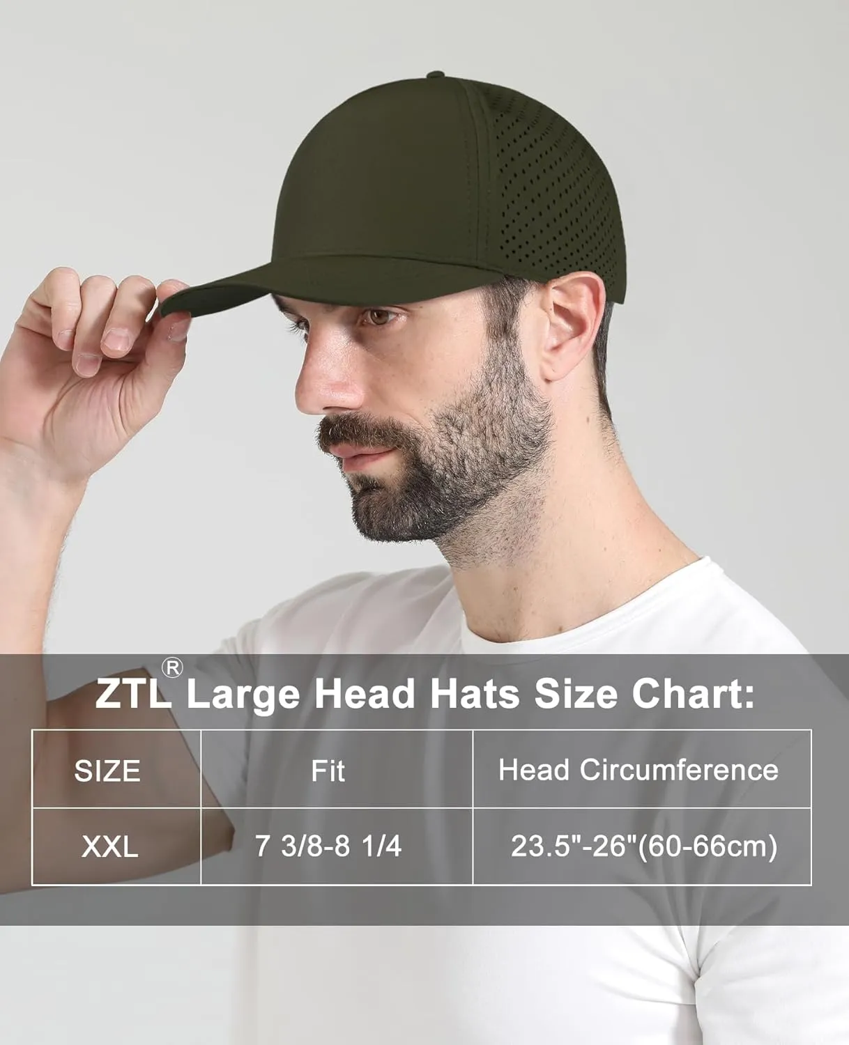 Oversize XL XXL Men Quick Dry Baseball Cap Water-Resistant Performance Laser Cut Mesh Snapback Hat for Big Heads 23.5"-26"