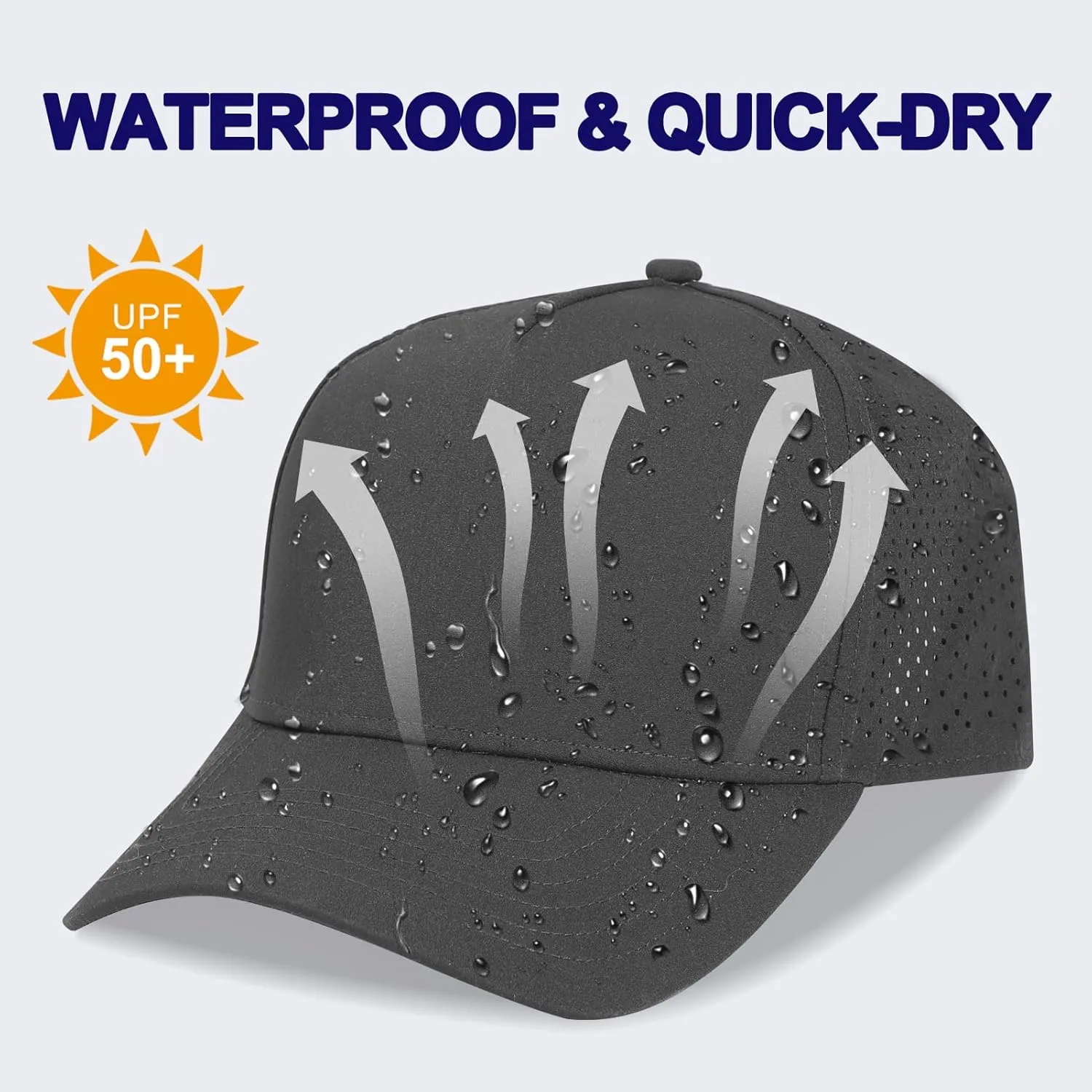 Oversize XL XXL Men Quick Dry Baseball Cap Water-Resistant Performance Laser Cut Mesh Snapback Hat for Big Heads 23.5"-26"